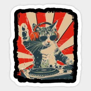 Cool DJ Cat, Funny Cat with Headphones, Stylish Cat Lovers, Unique DJ Cat Kitty Sticker